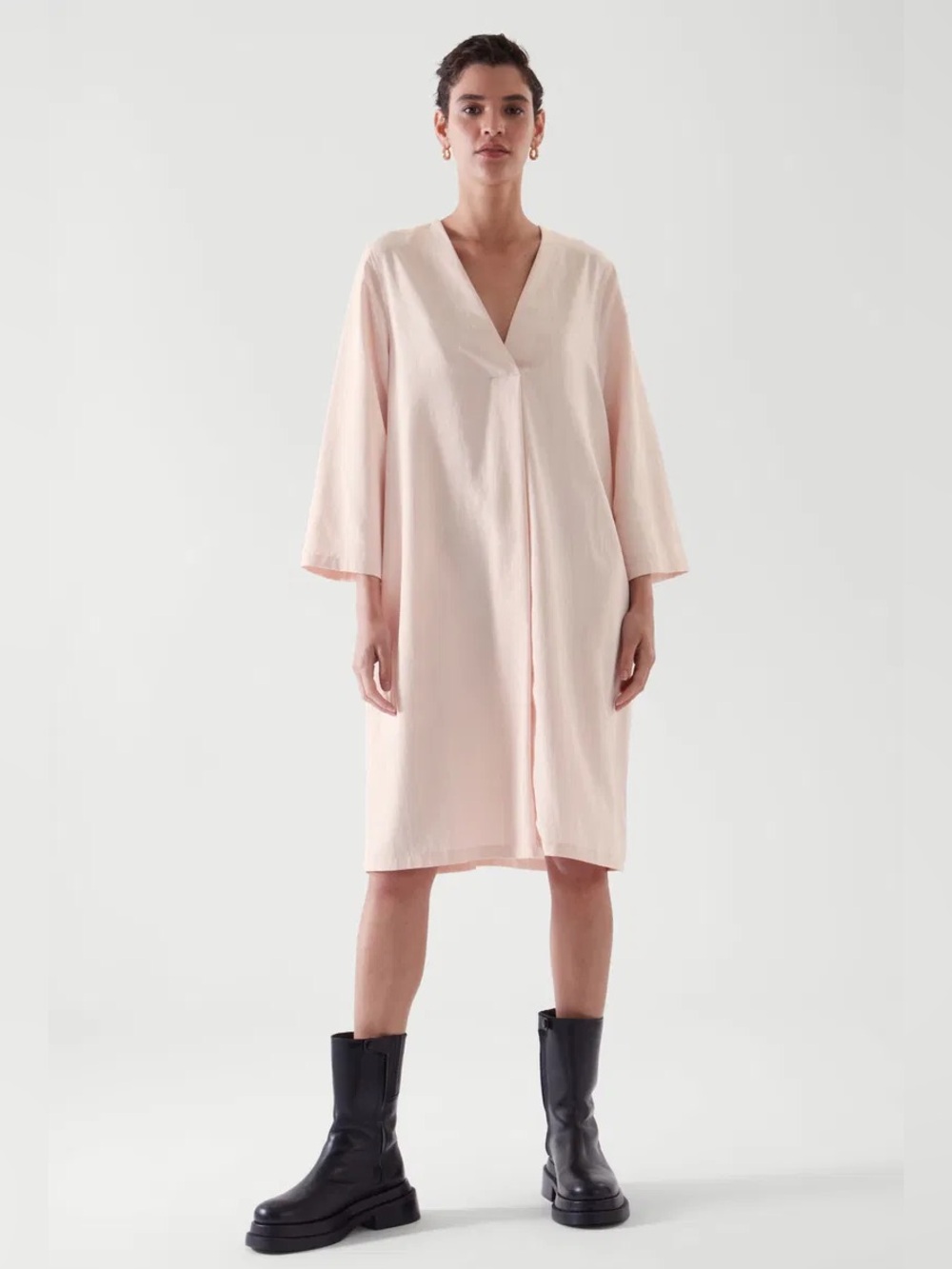 COS Light Pink V Neck Dress